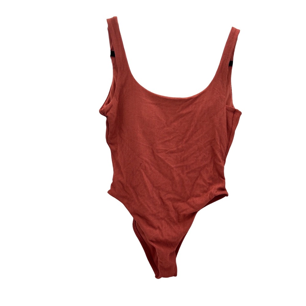 NWT, Vitamin A Sustainable Ribbed One Piece Swimsuit Pink Terracotta Low Back